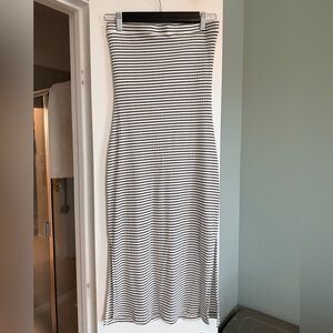 RVCA Black & White Striped Midi Tube Dress